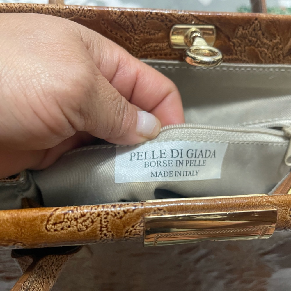 πPELLE DI GIADA BORSE ON PELLE. MADE IN ITALY, Elegant Brown Leather Handbag - Picture 13 of 16